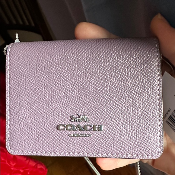 Coach Mini NWT and Box Lavender Leather Wristlet on Chain - Picture 4 of 5